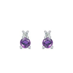 0.15 CT Round Amethyst Lab Made Diamond- February Birthstone Studs 4