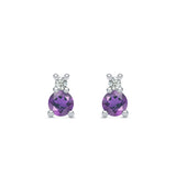 0.15 CT Round Amethyst Lab Made Diamond- February Birthstone Studs 4