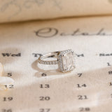 Stunning 1.0 CT Emerald Cut Moissanite Engagement Ring with Halo Pave Design 8