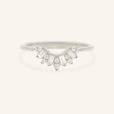 Stunning 0.2 TCW Round & Baguette Moissanite Stones Curved Wedding Bands 3