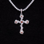 3 CT Round, Heart & Princess Moissanite Cross Style Silver Pendant for Him 2