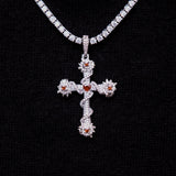 3 CT Round, Heart & Princess Moissanite Cross Style Silver Pendant for Him 2