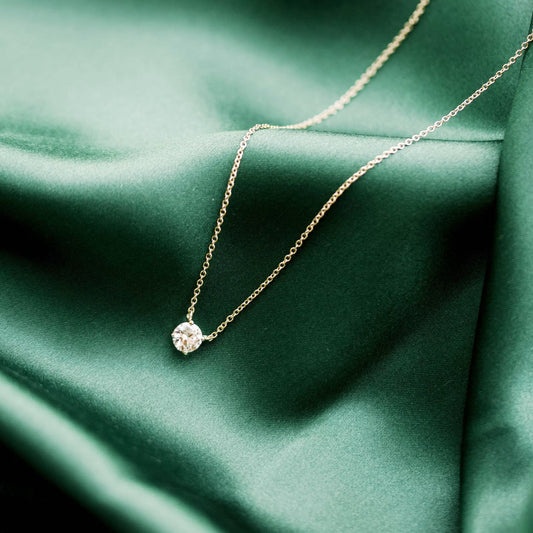 1.0 CT Round Shape Moissanite Diamond Solitaire Pendant Necklace in Solid Gold 2