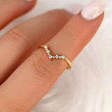 Stunning 0.10 TCW Round Moissanite Stones Curved Wedding Bands 4