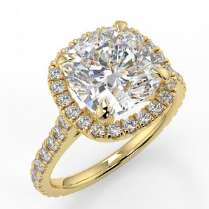 Stunning 2.40 CT Cushion Moissanite Engagement Ring with Halo & Pave Design