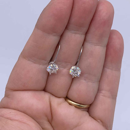 Round Cut Cubic Zirconia in 925 Sterling Silver Earrings 5