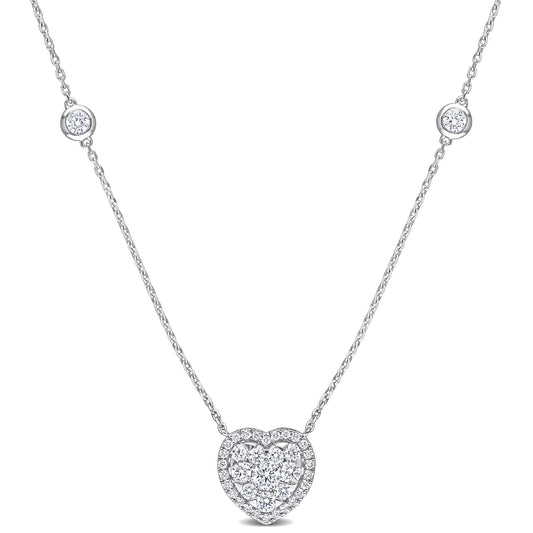Round Cut Cubic Zirconia in 925 Sterling Silver Necklace 1