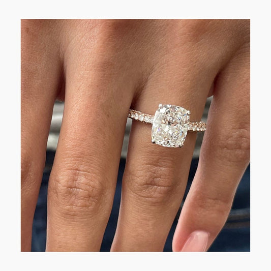Stunning 4.0 CT Cushion Moissanite Engagement Ring with Pave Design 2