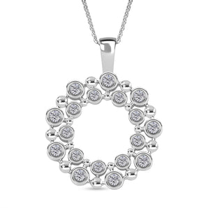 Round Cut Cubic Zirconia in 925 Sterling Silver Necklace