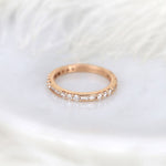 Stunning 0.67 CT Round & Baguette Moissanite Stones Vintage Wedding Band 1