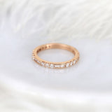 Stunning 0.67 CT Round & Baguette Moissanite Stones Vintage Wedding Band 1