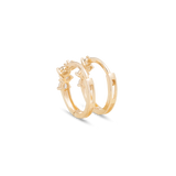 0.50 TCW Round Cut Moissanite Cluster Huggies Earrings in Gold 2