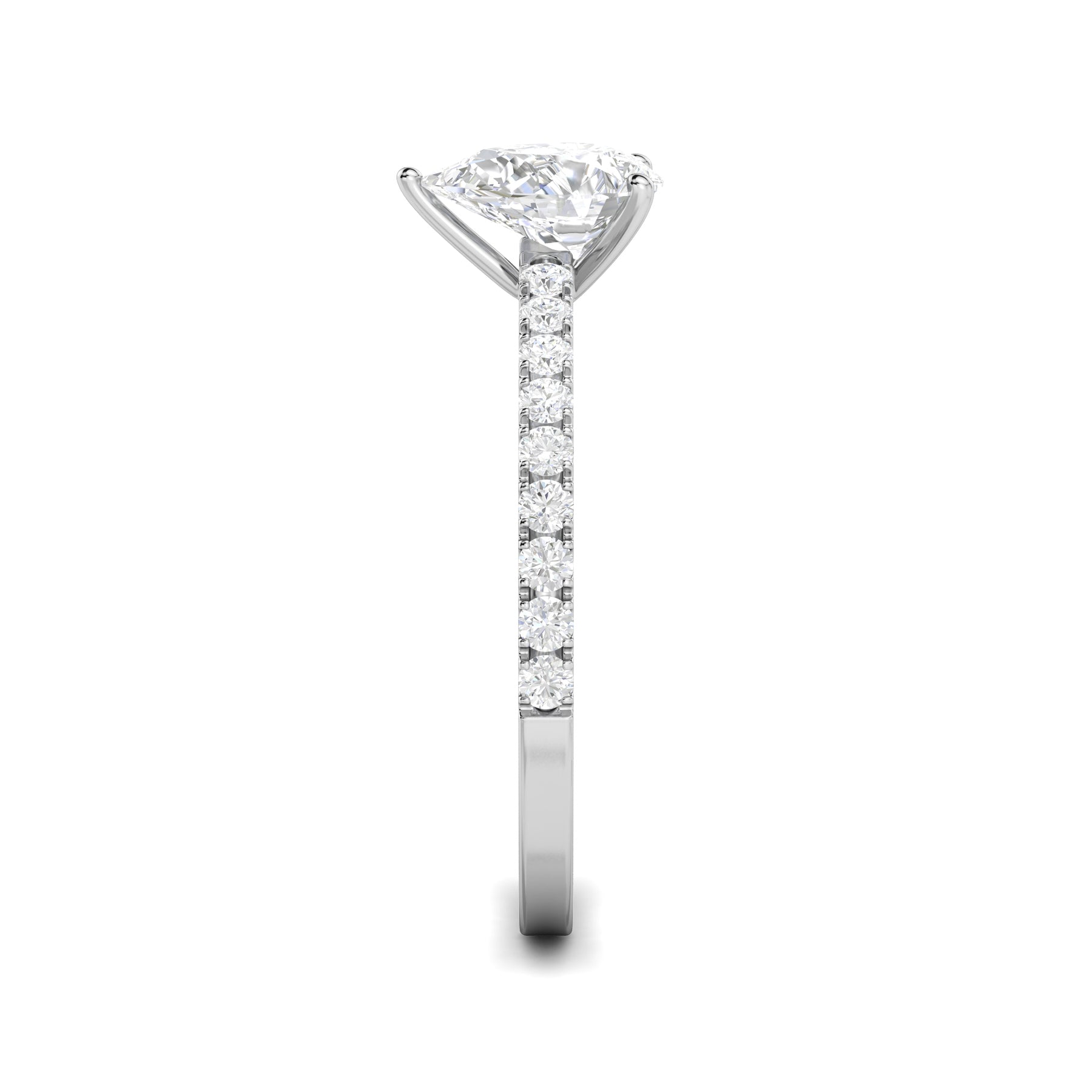 Stunning 0.5 CT Pear Moissanite Stones Engagement Ring In Pave Design 4