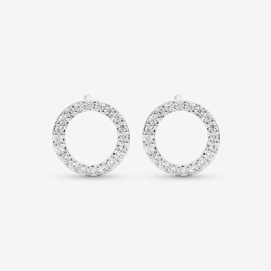 Round Cut Cubic Zirconia in 925 Sterling Silver Earrings 2