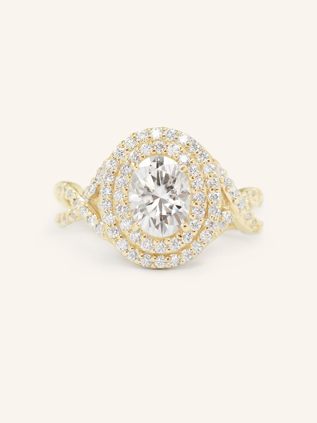 Stunning 1.0 CT Oval  Moissanite Engagement Ring with Double Halo Design 1