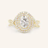 Stunning 1.0 CT Oval  Moissanite Engagement Ring with Double Halo Design 1