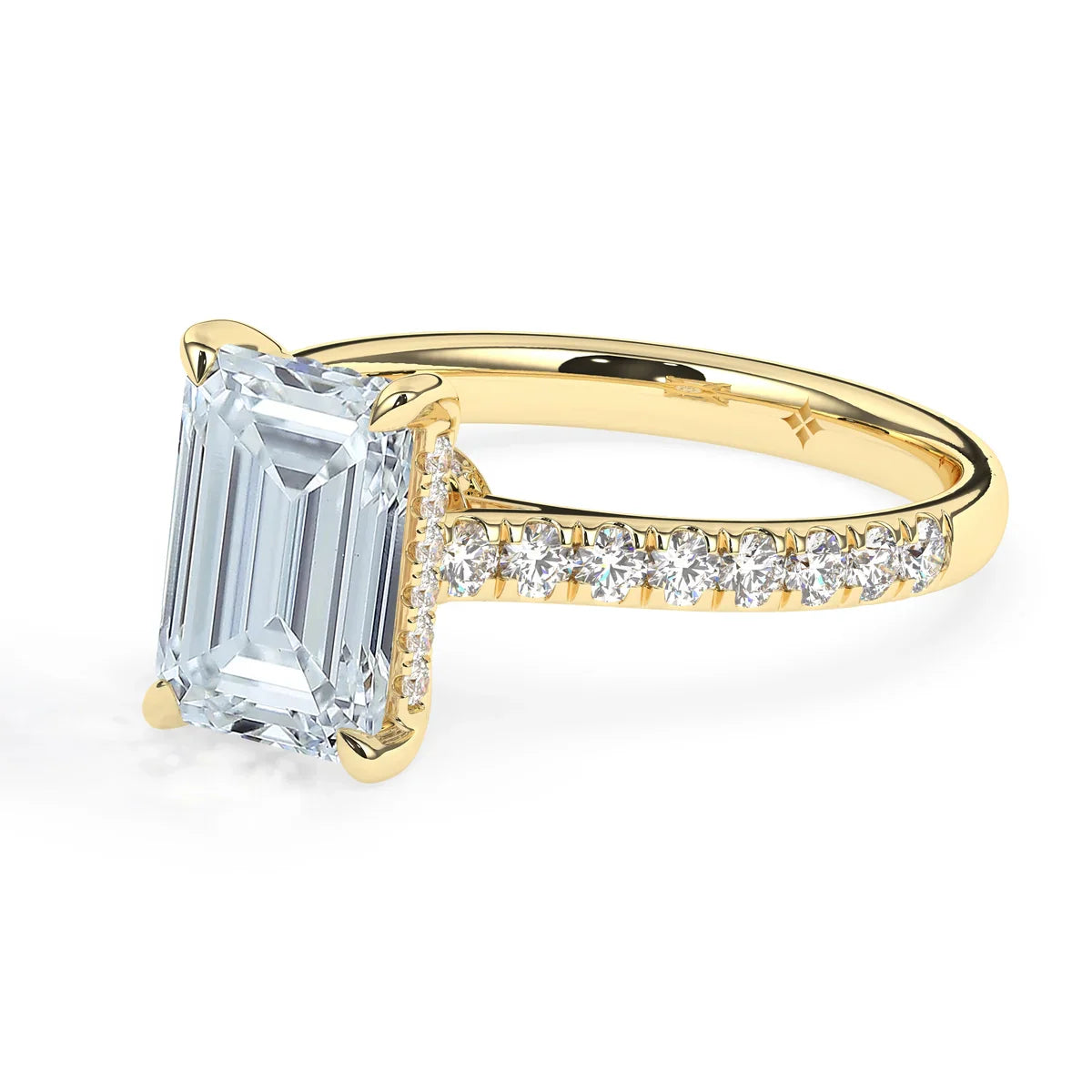 Stunning 3.0 CT Emerald Moissanite Engagement Ring with Double Hidden Halo & Pave Design 2