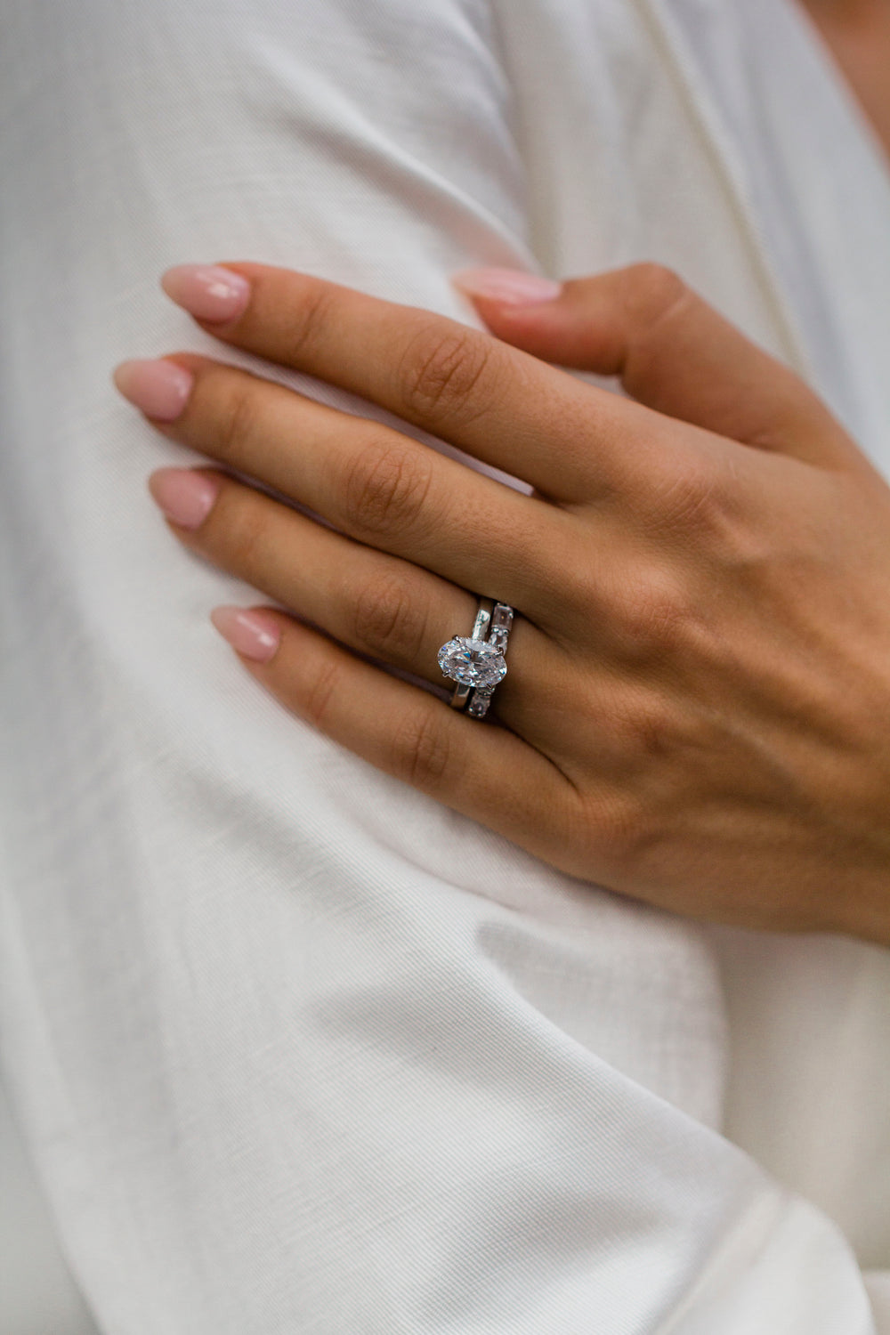 Oval Cut Solitaire Style  Cubic Zirconia in 925 Sterling Silver Ring 1