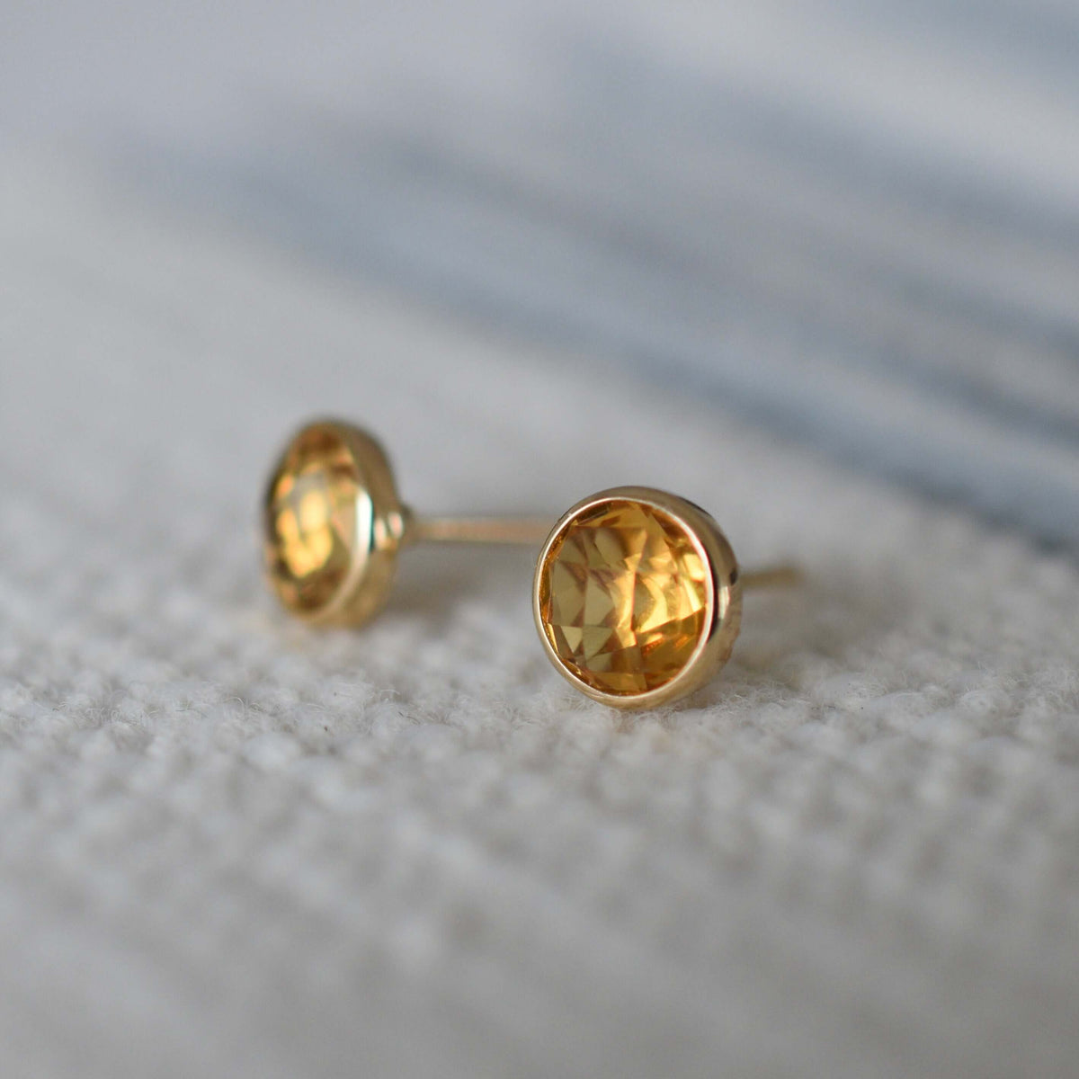 0.90 CT Round Citrine Lab Made Diamond-November Birthstone Earrings 7