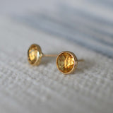 0.90 CT Round Citrine Lab Made Diamond-November Birthstone Earrings 7
