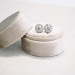 1.20 TCW Round Cut Moissanite Halo Earrings in Gold 4