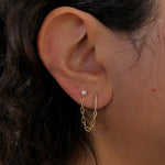 0.30 TCW Round Cut Moissanite Chained Earrings in Gold 3