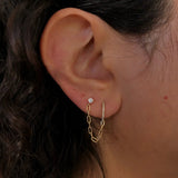 0.30 TCW Round Cut Moissanite Chained Earrings in Gold 3