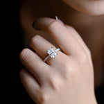Stunning 1.0 - 2.0 CT Emerald Moissanite Engagement Ring With Hidden Halo Design 2