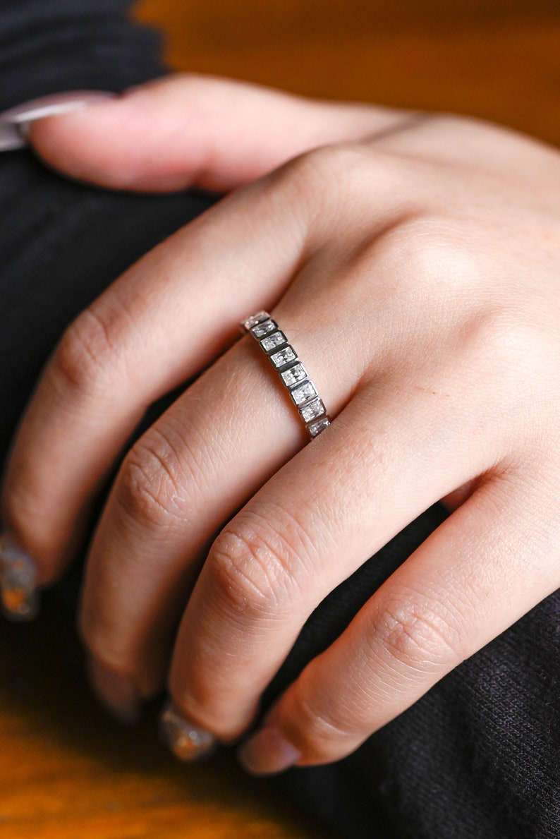 Stunning 0.5 TCW Radiant Moissanite Stones Full Eternity Wedding Band 4