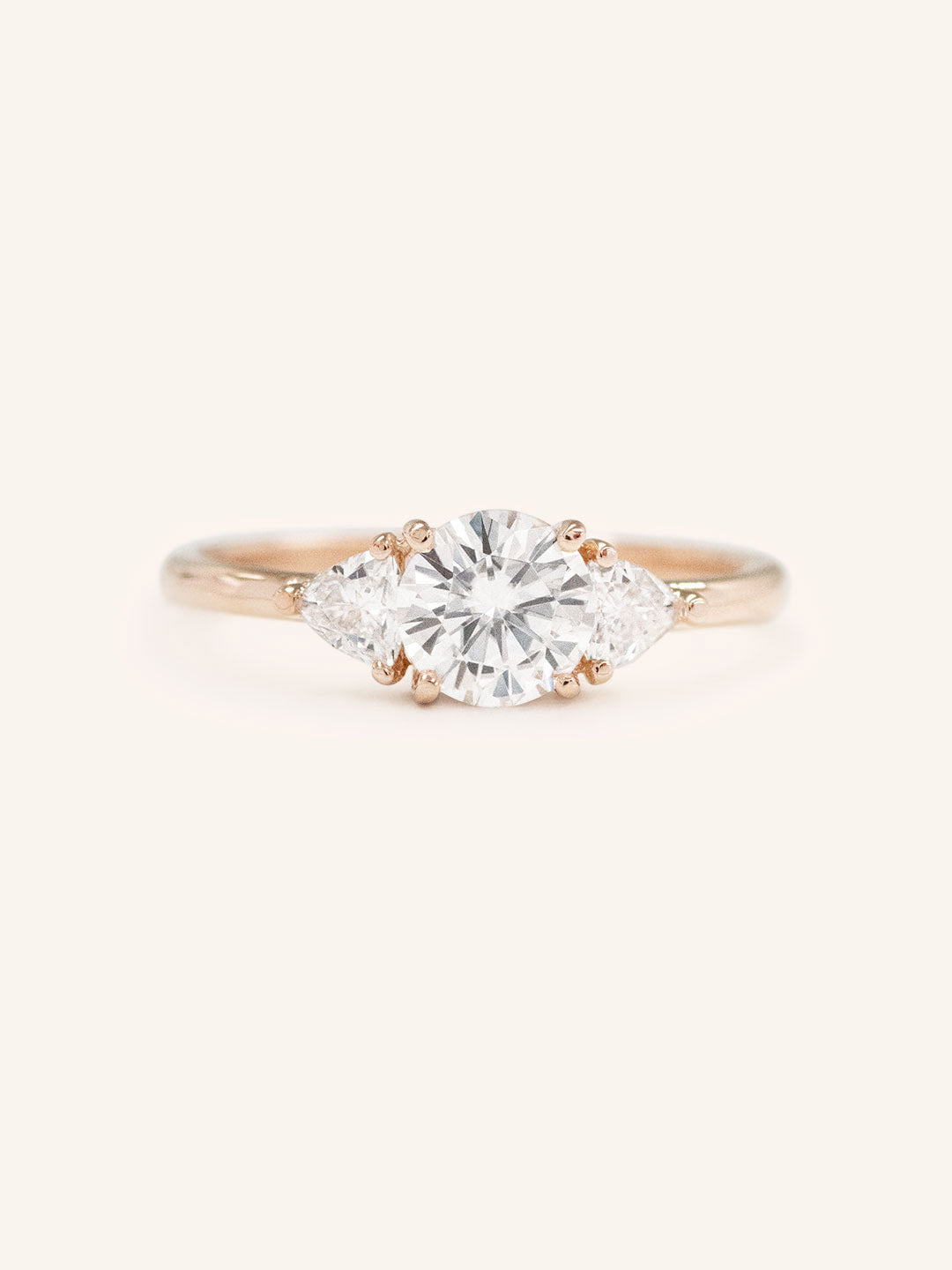 Stunning 1 CT Round Moissanite Engagement Ring With Three Stone Design 5