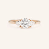Stunning 1 CT Round Moissanite Engagement Ring With Three Stone Design 5