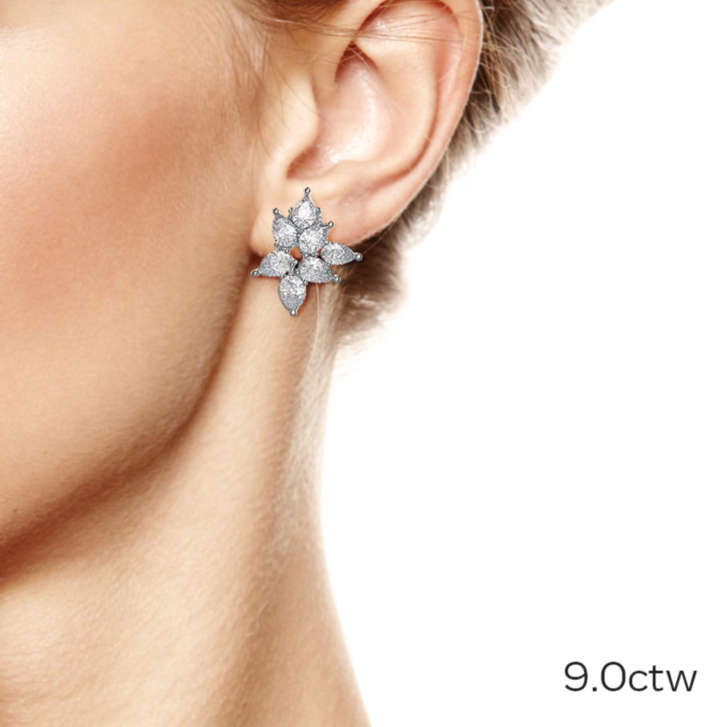 0.50 TCW Pear Moissanite Cluster Stud Earrings in Gold 4