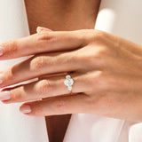 Stunning 1.0-2.0 CT Oval Moissanite Engagement Ring with Tree Stone Design 7