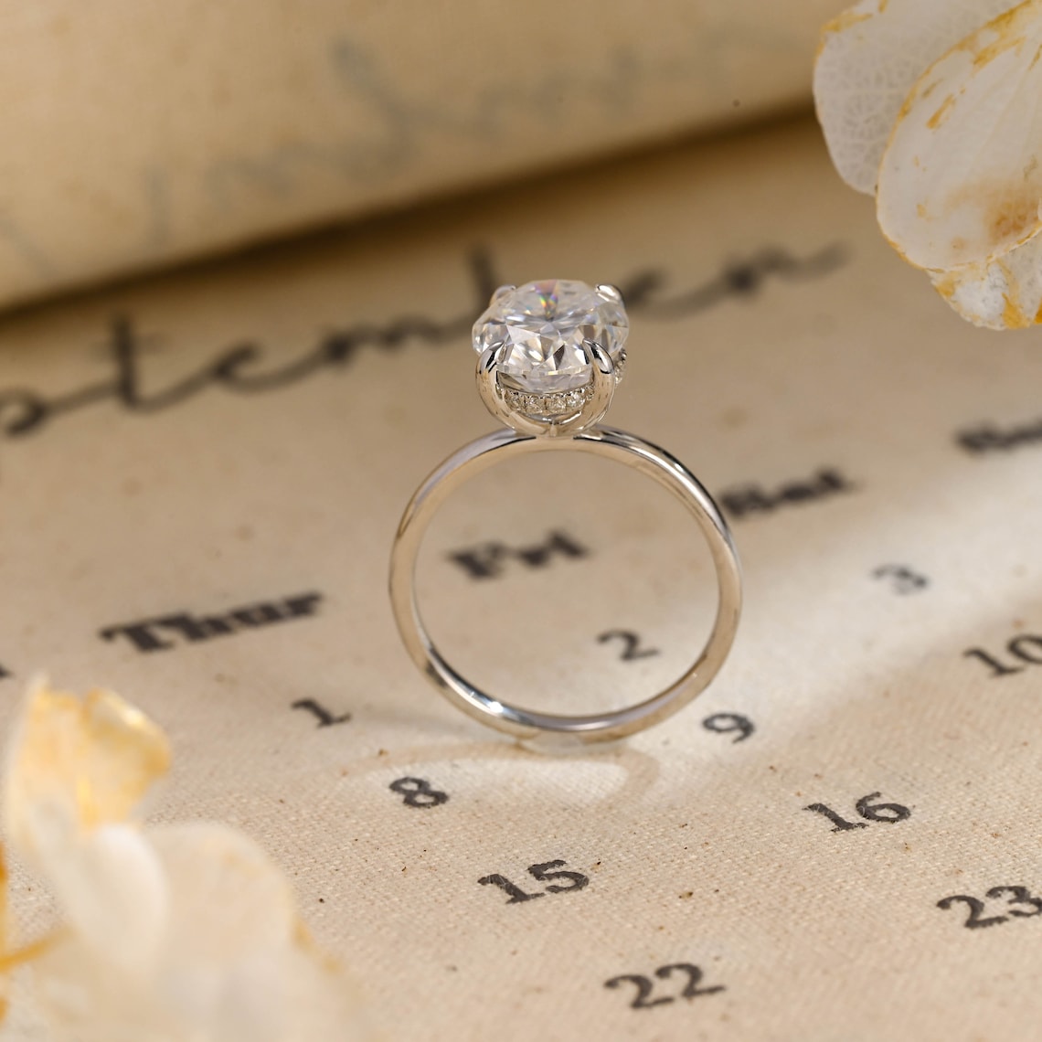 Stunning 1.0 CT Oval Moissanite Engagement Ring with Hidden Halo Design 4