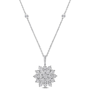 Round Cut Cubic Zirconia in 925 Sterling Silver Necklace