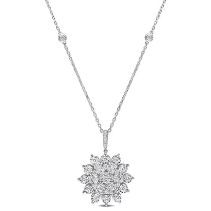 Round Cut Cubic Zirconia in 925 Sterling Silver Necklace 7