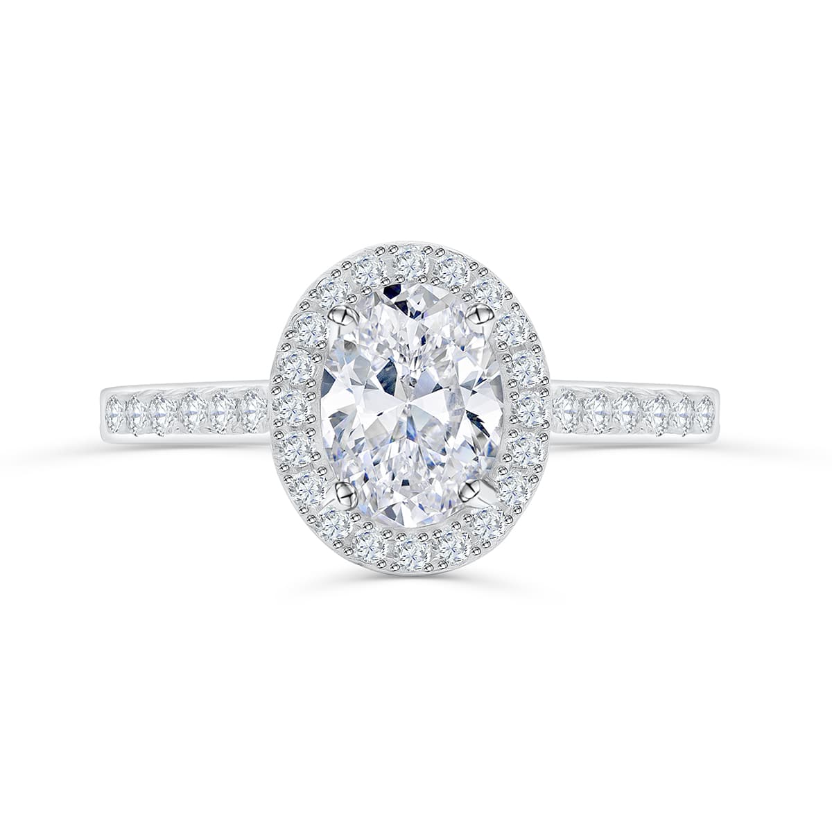 Stunning 1.5 CT Oval Moissanite Engagement Ring with Pave & Halo Design 1