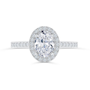 Stunning 1.5 CT Oval Moissanite Engagement Ring with Pave & Halo Design