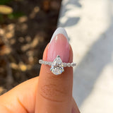 Stunning 1.5 CT Pear Moissanite Engagement Ring Pave Design 4