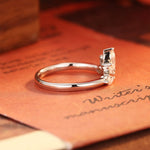 0.15 TCW Marquise Cut Moissanite Bridal Wedding Band With Curved Shank 7