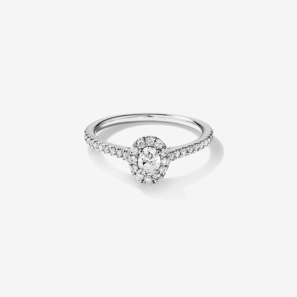 Stunning 0.5 CT Oval Moissanite Stone Engagement Ring with Pave and Halo Design 1