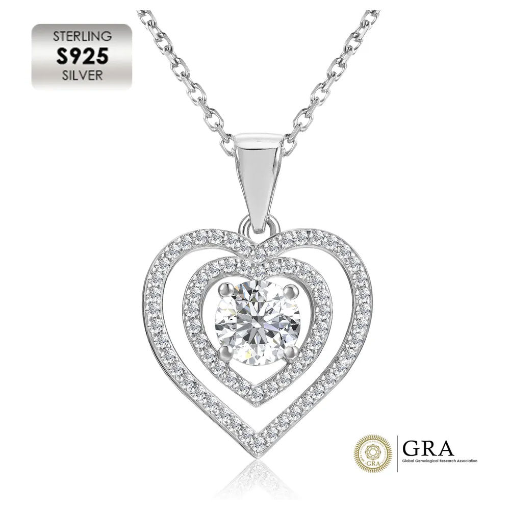 Round Cut Cubic Zirconia in 925 Sterling Silver Necklace 3
