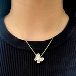 0.80 CT Round & Baguette Moissanite Diamond Butterfly Pendant Necklace in Solid Gold 1