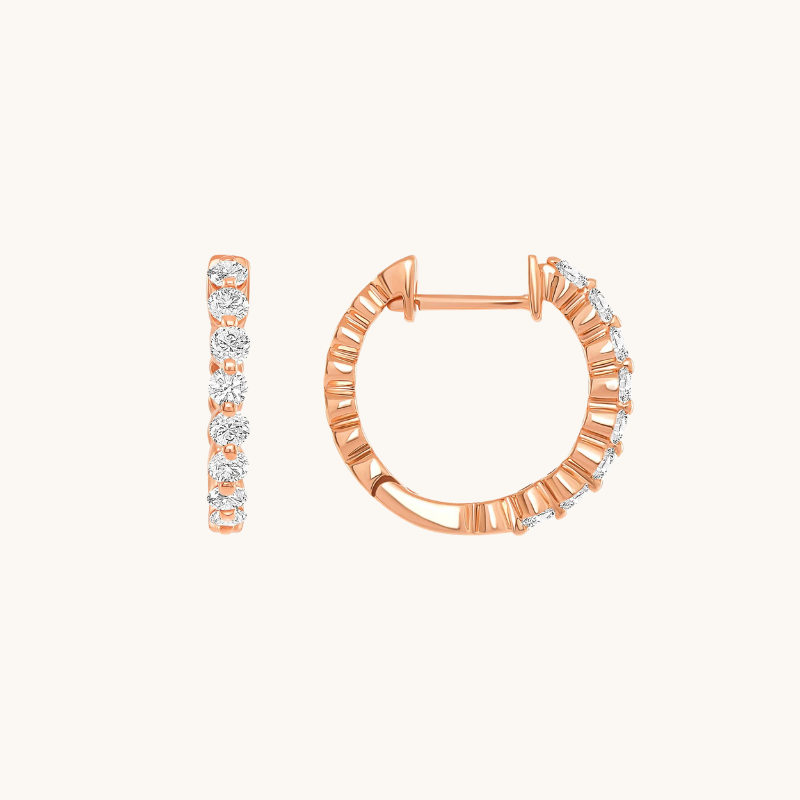 0.40 TCW Round Cut Moissanite Mini Hoops Earrings in Gold 3