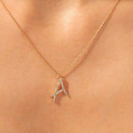 0.30 CT Round Moissanite Diamond Letter Pendant Necklace in Solid Gold 4