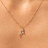 0.30 CT Round Moissanite Diamond Letter Pendant Necklace in Solid Gold 4