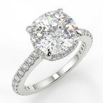 Stunning 2.45 CT Cushion Moissanite Engagement Ring with Hidden Halo & Pave Design 5