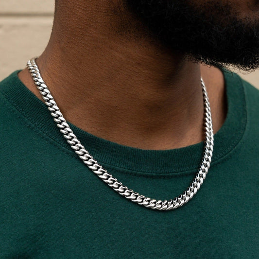 Polished Finish Cuban Silver Necklace For Him 1
