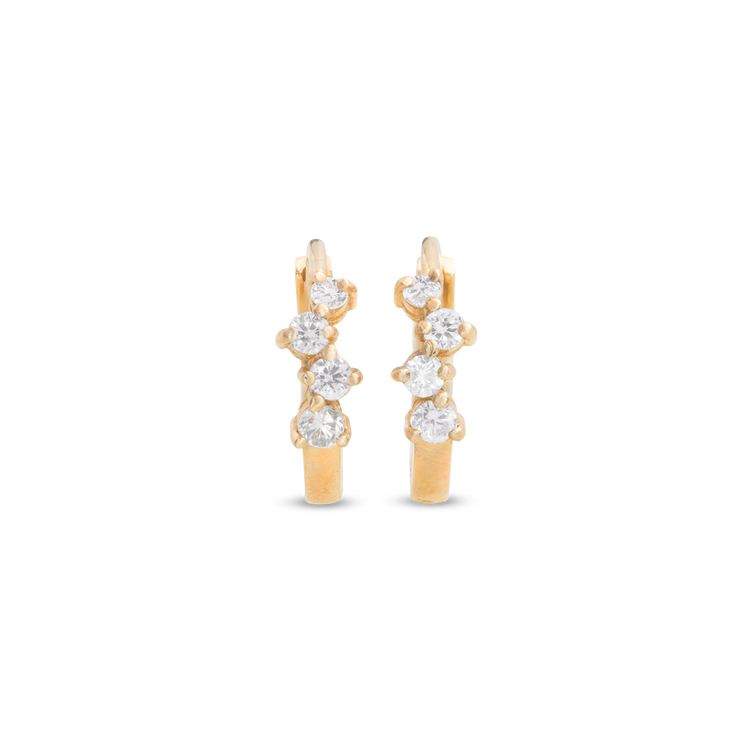 0.50 TCW Round Cut Moissanite Cluster Huggies Earrings in Gold 4