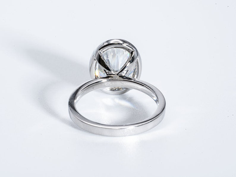 Classic 3.0 CT Oval Moissanite Engagement Ring with Bezel Design 3